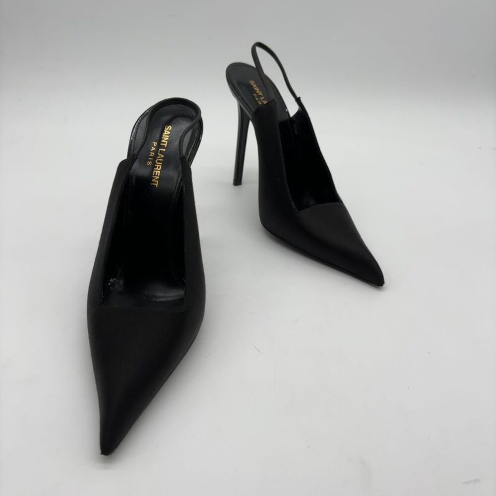 Saint Laurent Black Pointed Slingback Pumps
